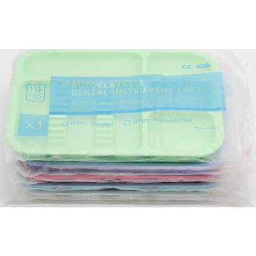 5 Colors Dental Divided Separate Type Tray Plastic Instrument Autoclavable For Lab Supplies