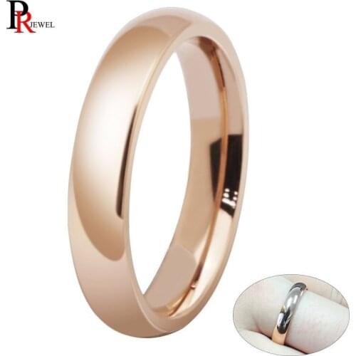 585 Rose Gold Color Wedding Bands Rings for Women 4mm Stainless Steel Love Gifts for Her
