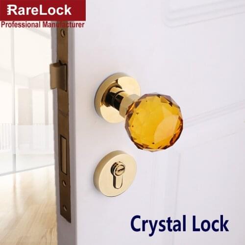 5 Color Door Lock European Luxury Crystal Knob with Keys for Hotel Office Home Hardware Rarelock