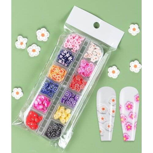 Polymer Clay Slices Manicure Spring Summer Various Flowers Colorful Nail Art Sequins For French Polish Nail Accessories RK140161