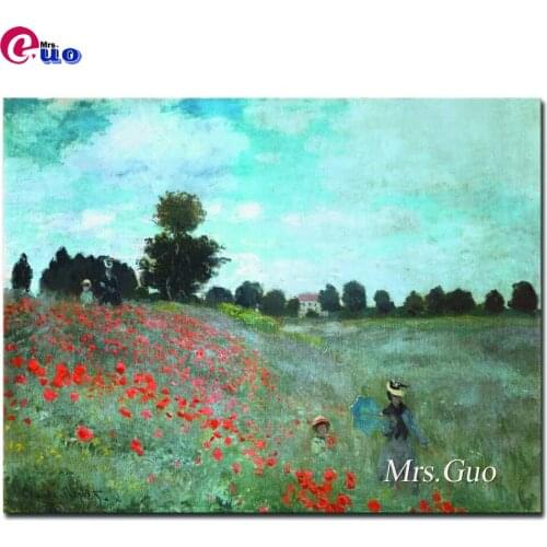 Diamond Embroidery 5d Poppy field Claude Monet Diamond Painting Full Square/Round Reproduction Classic Landscape Picture