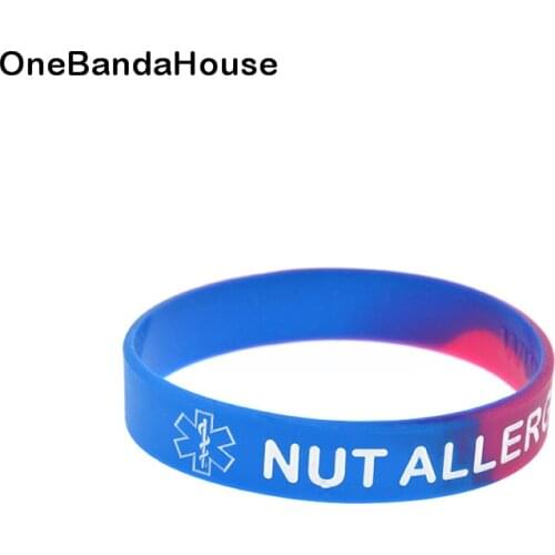 1PC Nut Allergy Silicone Rubber Bracelet Subsection Color Youth Size