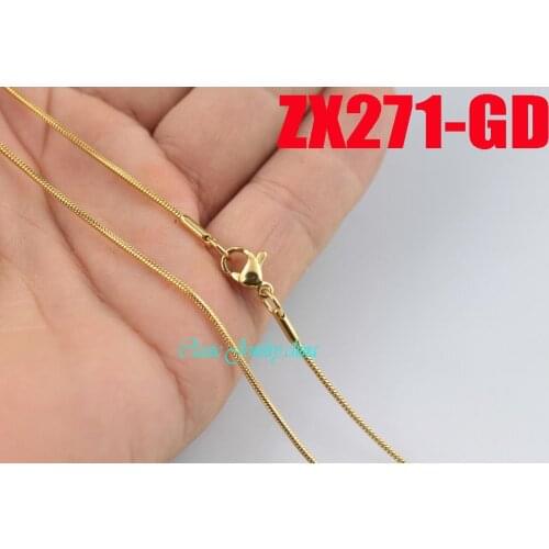 Golden color 16"-28" 1.2mm round snake chain stainless steel necklace fashion women jewelry chains 20pcs ZX271-GD