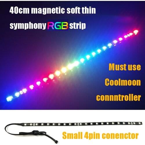Coolmoon Symphony Led Strip Magnetic 40CM Soft LED Bar RGB Small 4PIN Colorful Lighting Extreme Thin Cable Magnet Tape