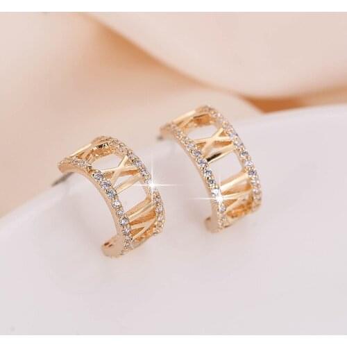 DE160 Fashion Delicacy Beautiful 4A Zircon Geometry C Lettered Ear Stud GIRLS Gift Party Banquet WOMENS Jewelry Earrings 2021