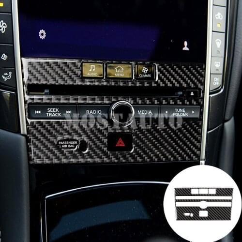 For Infiniti Q50 Carbon Fiber Center Console CD Panel Cover Trim 2013-2020 1pcs Car Accessories Interior Car Decor Car Trim