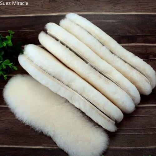 Adult Children Winter Shoes Warm Oversize Natural Sheepskin Insoles Cashmere Thermal Shearling Snow Boots Shoe Pad Real Fur Wool