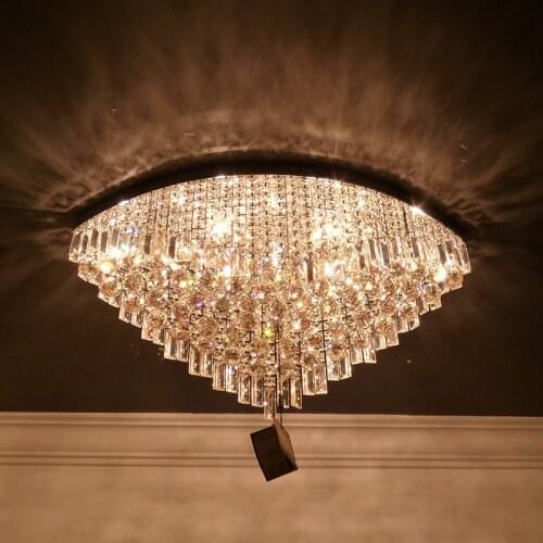 European crystal ceiling lamp living room dining room bedroom entrance balcony LED luxury oval ceiling lamp