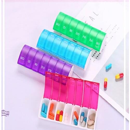 Weekly 7 days pill organizer portable 7 grids pill box storage box plastic pill case splitters health medicine box