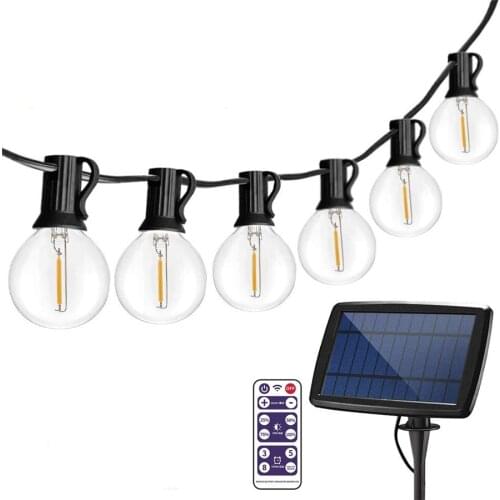 25FT G40 Solar Fairy String Light With Remote Outdoor LED Christmas Solar Garland String Light Wedding Party Solar Fairy Light