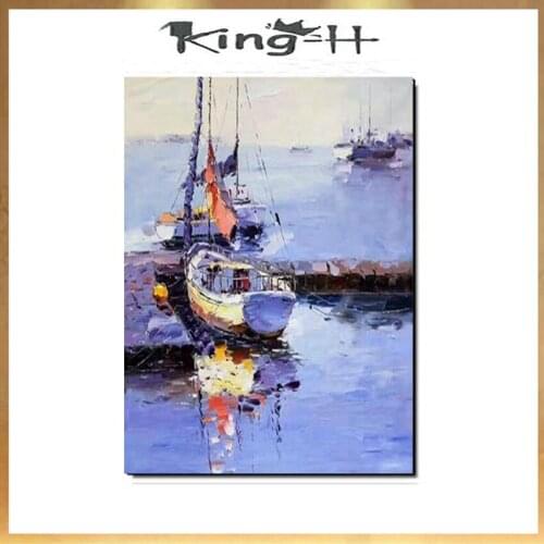 Impressionist seascape yacht sailing painting hand-painted oil painting original painting wall art decorative painting living ro