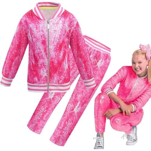 Jojo Siwa Halloween Costume Casual Tracksuit Children Cotton Zipper Jacket Pants 2Pcs/Sets Teen Girls Sport Suit Clothing Set