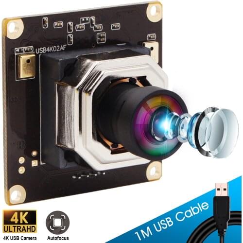 Autofocus USB Webcam 4K 3840x2160 Mjpeg 30fps High Speed Mini USB 2.0 PC Webcam CCTV USB Camera Module with No Distortion Lens