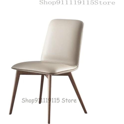 Modern Simple Style Coffee Chair Family Lazy Leisure Chair Open Paint Nordic Solid Wood Dining Chair Armrest Leather Art Chair