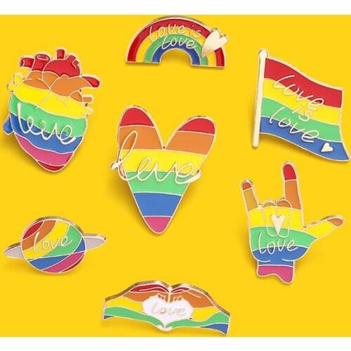 Fashion personality Rainbow series star badge love is love heart Rainbow Bridge love Brooch clothing accessories