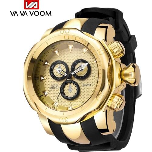 Mens Golden Big Dial Watch TIME Waterproof Silicone Mens Watches Top Brand Luxury Sports Watch Relogio Masculino Erkek Kol Saati