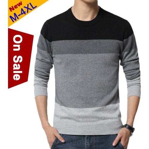 2019 Brand MuLS 100% Cotton Mens Sweaters Striped Sweaters Male Pullover Jersey Man Autumn Winter Knitwears Fashion Jumpers Boy