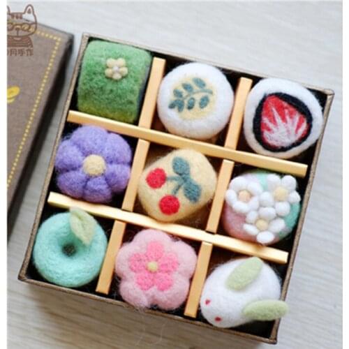 Cute food cartoon animal set wool needlepoint kit wool felt needle felting gift box craft needlecraft DIY handmade