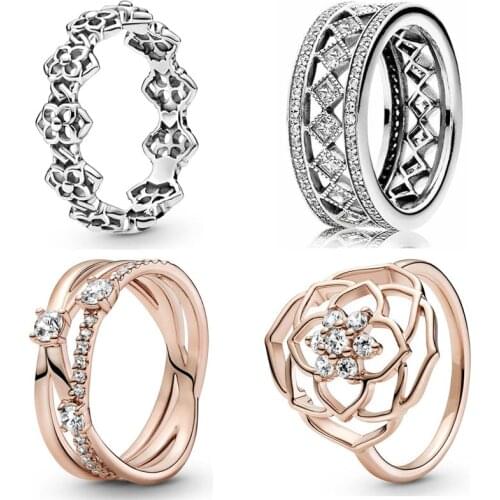 Original Openwork Vintage Fascination Flower Petals Statement Triple Band Ring Fit 925 Sterling Silver Ring Europe DIY Jewelry