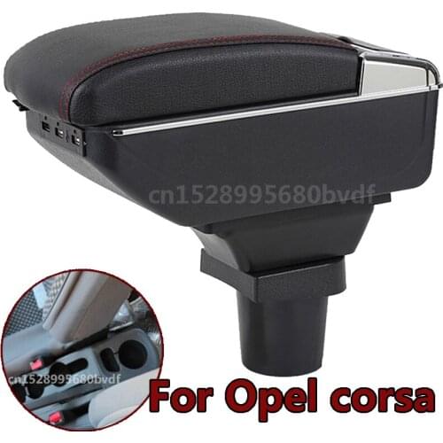 For Opel corsa armrest box Central Store Content Storage Box with Cup Holder Ashtray USB Interface