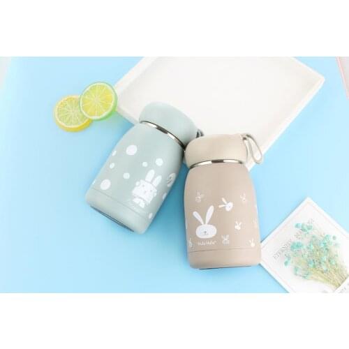 Portable 320ml Water Bottle For Kids 304# Rabbit print Stainless Steel Vacuum Cup Cute Bottle Student Gift Mug