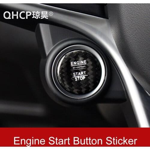 QHCP Car Engine Start Stop Button Cover Trim Ignition Device Sticker Real Carbon Fiber For Alfa Romeo Giulia Stelvio Accessorie