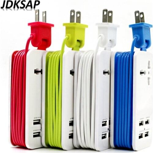 Fast Charging 4 Ports Wall Socket Universal USB Power Strip Portable Charger Travel Adapter Extension Cord Cable EU US Plug