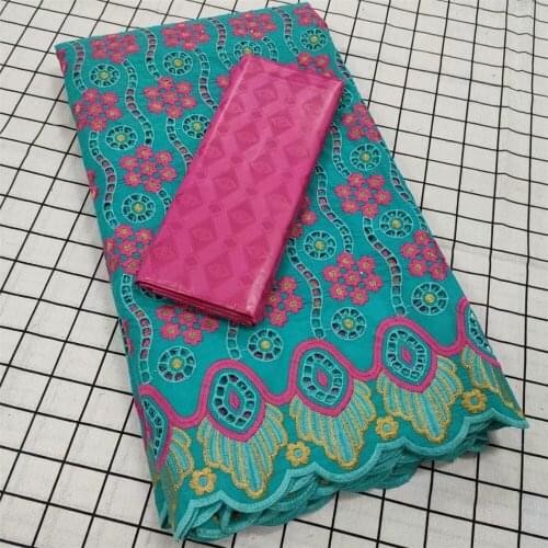 SJ Lace Latest Design 2.5yards Senegal Bazin Fabric with 2.5yard Soft Swiss Lace for Dress Guinea New Bazin Riche Fabric T1-92