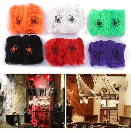 20g Halloween Scary Party Decor Stretchy Spider Web Cobweb Cotton Horror Halloween Decoration For Bar Haunted House Scene Props