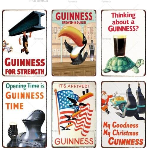 Guinness Vintage for streength lovely day Metal Tin Sign Plaques Retro Craft Bar Decoration Wall Art Kitchen Party Home