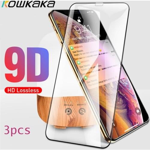 Kowkaka 3pcs 9D Tempered Glass For iPhone X XR XS 11 Pro Max Screen Protector For iPhone 6 6s 7 8 Plus Full Cover Tempered Glass
