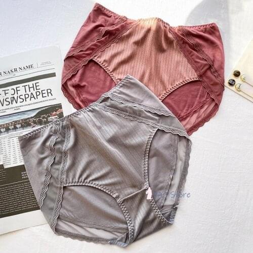 2 Piece 5XL Plus Size Womens Cotton Panties Briefs Female Underwear Mid-Waist Modal Seamless Lace Oversized Sexy Underpants