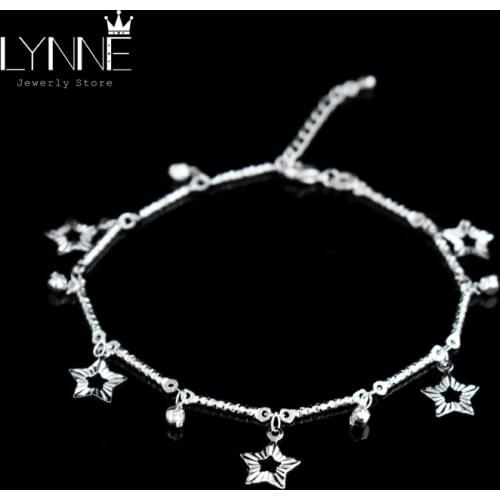 New Fashion Ladies Rhinestone Beach Silver Plated Anklet Star CZ Pendant Foot Chain Silver Color Anklets Bracelets Women Jewelry