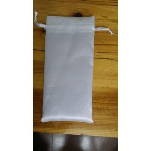 1000pcs silver satin small drawstring bag size 9.5*14cm jewelry bag with custom one color printing free shipping by DHL