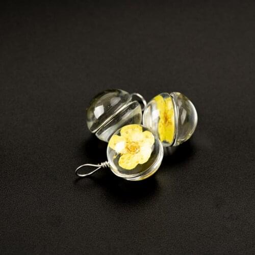 12# Iron Wire Hand-made Flower Glass Bead Glass Charms Pendant For DIY Earrings Bracelet Choker Jewelry Making Beads #IZ126