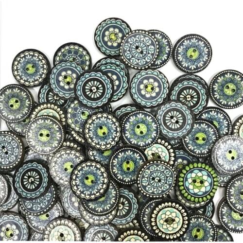 250PCS Painted Round Wood Buttons for Handwork Sewing Scrapbook Clothing Crafts Accessories Gift Card 20mm 25mm 2-Holes