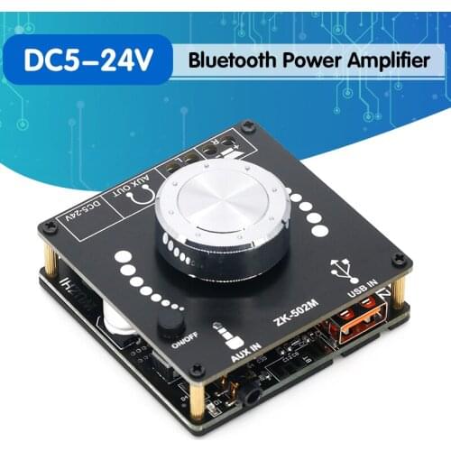 502M DC5-24V 12V MINI Bluetooth 5.0 Power Audio Amplifier board 50WX2 Stereo AMP Amplificador Home Theater AUX USB