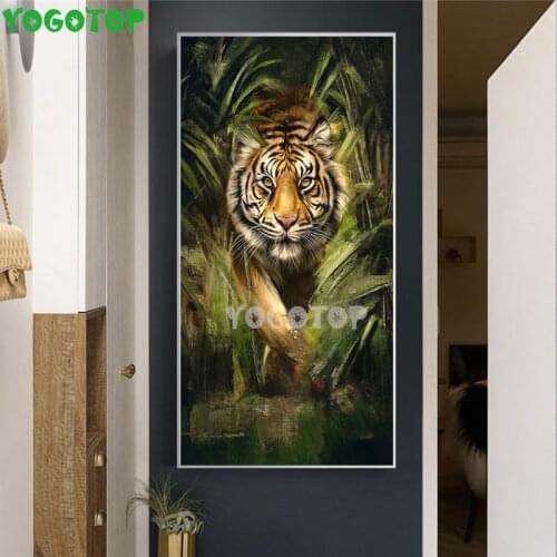 Green Plant King of The Jungle Tiger 5D Diamond Embroidery full drill diamond painting mosaic cross stitch Big size YY5203
