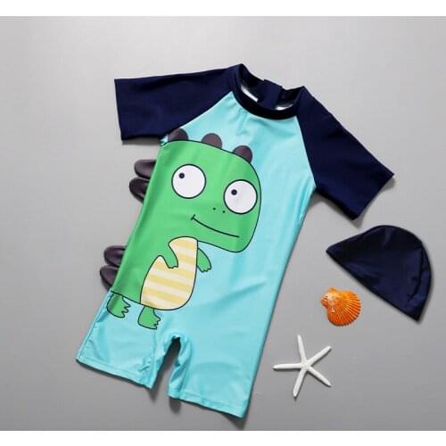 Childrens swimsuit boy Korean one-piece cartoon Tyrannosaurus Rex cute baby swimsuit sunscreen quick dry swimming