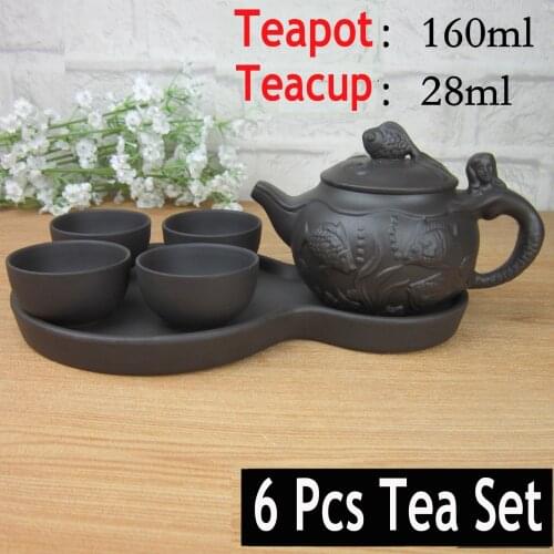 Hot Sale 6 Pcs Kung Fu Tea Set [1 Teapot+ Tray +4 Cups] Travel Chinese Porcelain Sets Ceramic Gongfu Gaiwan Yixing Clay Portable