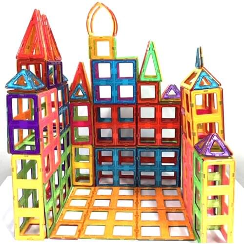 20-100Pcs Standard Size Square Triangle Magnetic Building Blocks Brick Designer Toys For Children No Brochures