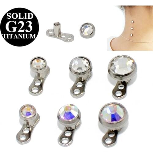 1PC G23 Titanium Micro Dermal Anchor Skin Diver Flat CZ Gem Fashion Dermal Piercings Surface Piercing Stud Body Piercing Jewelry