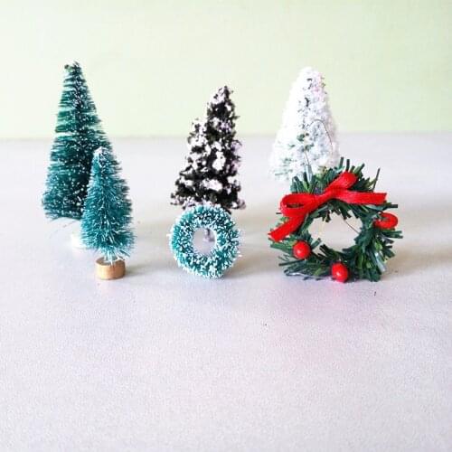 Christmas Tree Wreaths Miniature Fairy Garden Home Decoration Mini Craft Dollhouse Micro Decor DIY Gift Drop Shipping