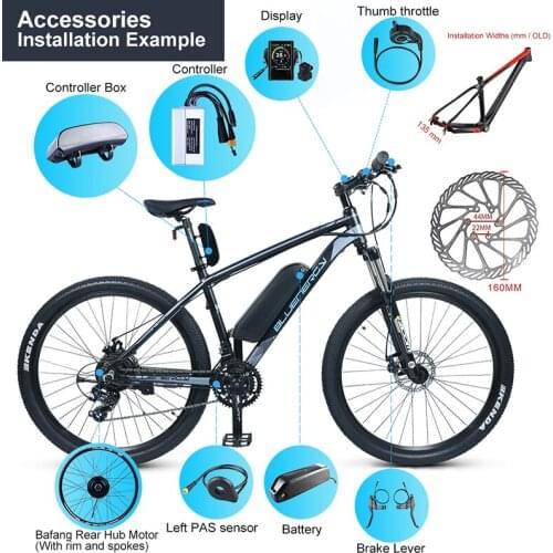 Rear Hub Motor Kits DC Rotary Flywheel E-bike Bafang 36V 250W Electric Bicycle Hub Drive Motor Kits DC Rotary Gearshift Display