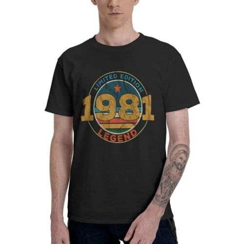 Vintage Legend 1981 Limited Edition T-Shirts Men Fashion T Shirt Short Sleeve 40th Birthday Gift Tshirts 100% Cotton Tees Top