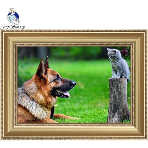 JOY SUNDAY cross stitch kit Dogs and cats14ct 11ct count printed canvas stitches embroidery DIY handmade needlework