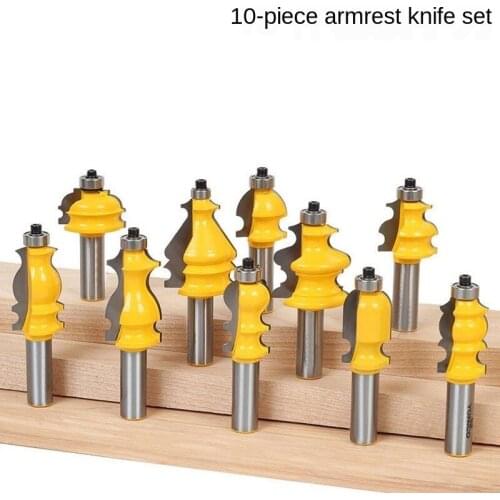 10PCS 1/2 Shank Architectural Molding Router Bits Set Casing Base CNC Line Woodworking Cutters Face Mill