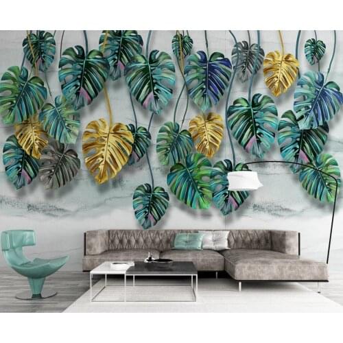 Tropical Leaves Wall Mural Wallpaper for Living Room TV Backsplash Waterproof Canvas Plant Leaf Luxury HD Wall Papers Home Decor