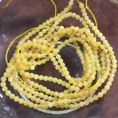 Natural stone Greece yellow 2mm 3mm stone jades round chalcedony jewelry findings loose spacers accessories beads 15inch B414