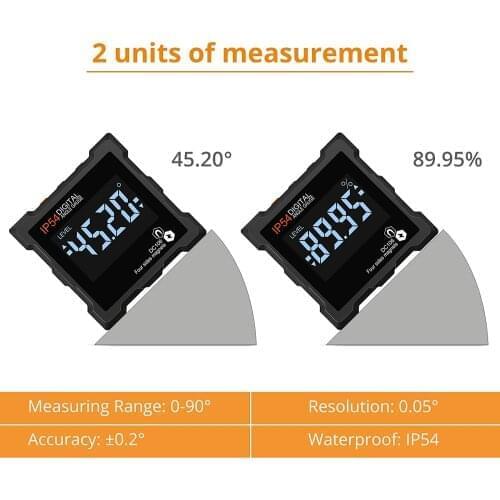 New Digital Protractor Level Gauge Angle Meter With 4 sides Magnetic Base IP54 LED Inclinometer Digital Bevel Box Angle Meter